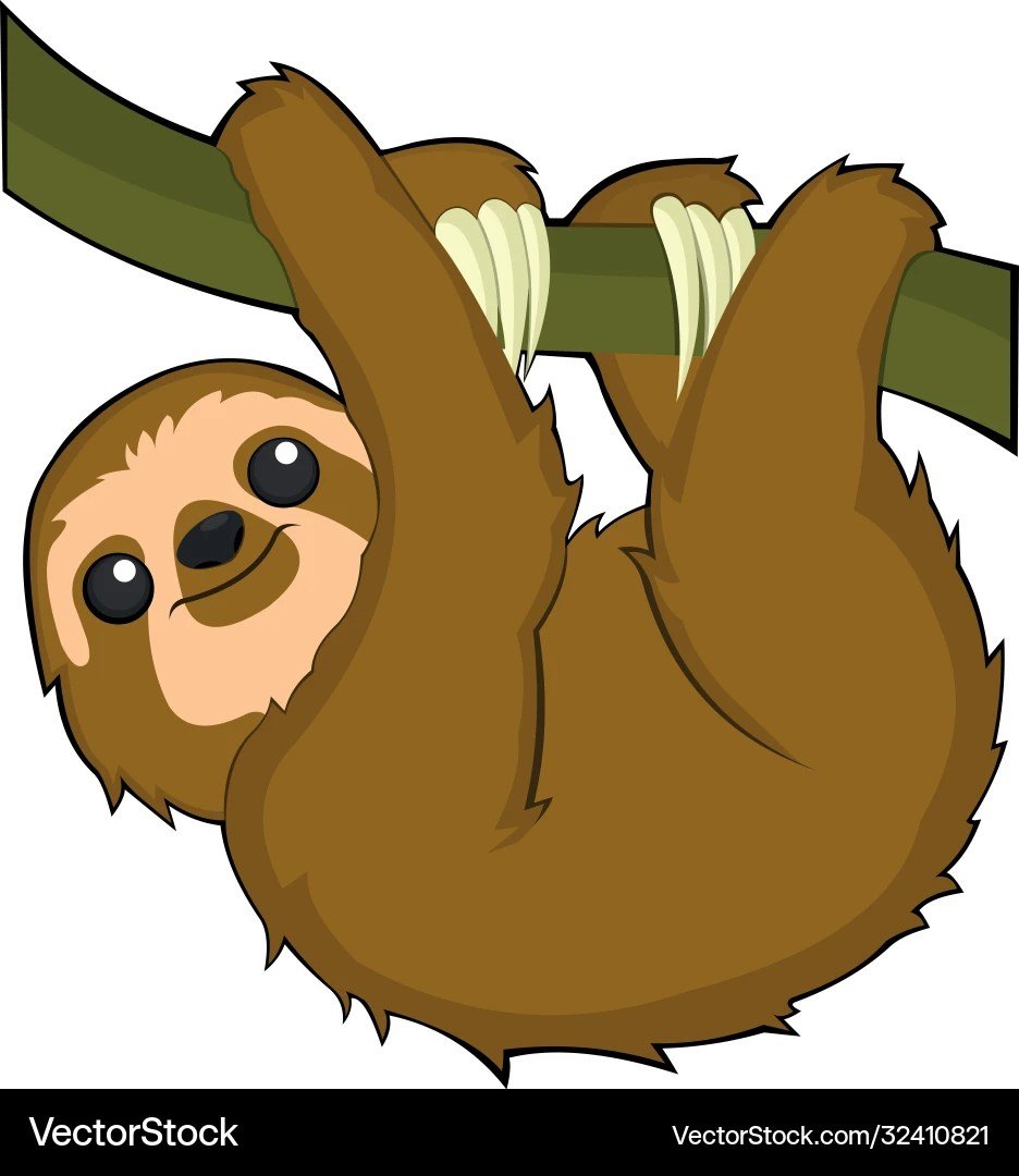 Cartoon Sloth Vector Graphics and Clipart for Creative Designs